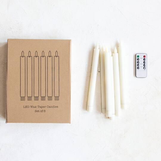 Hello Honey® 9.75" Cream Flameless LED Wax Taper Candles, 6ct.
